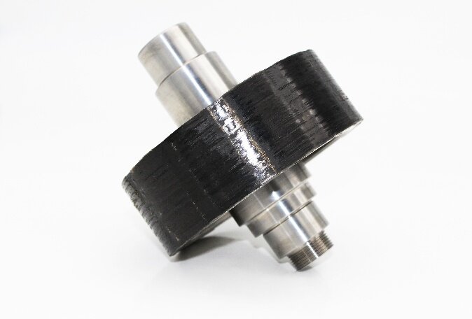 Sleeved rotor assembly on a machined stainless shaft.